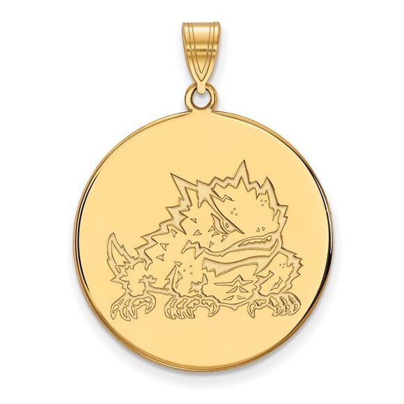 14k Yellow Gold Texas Christian U. XL Disc Pendant